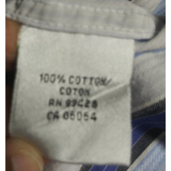 BUGATCHI UOMO Shirt Sz M Striped Flip Cuffs geometric print blue white LS Cotton - Picture 8 of 10